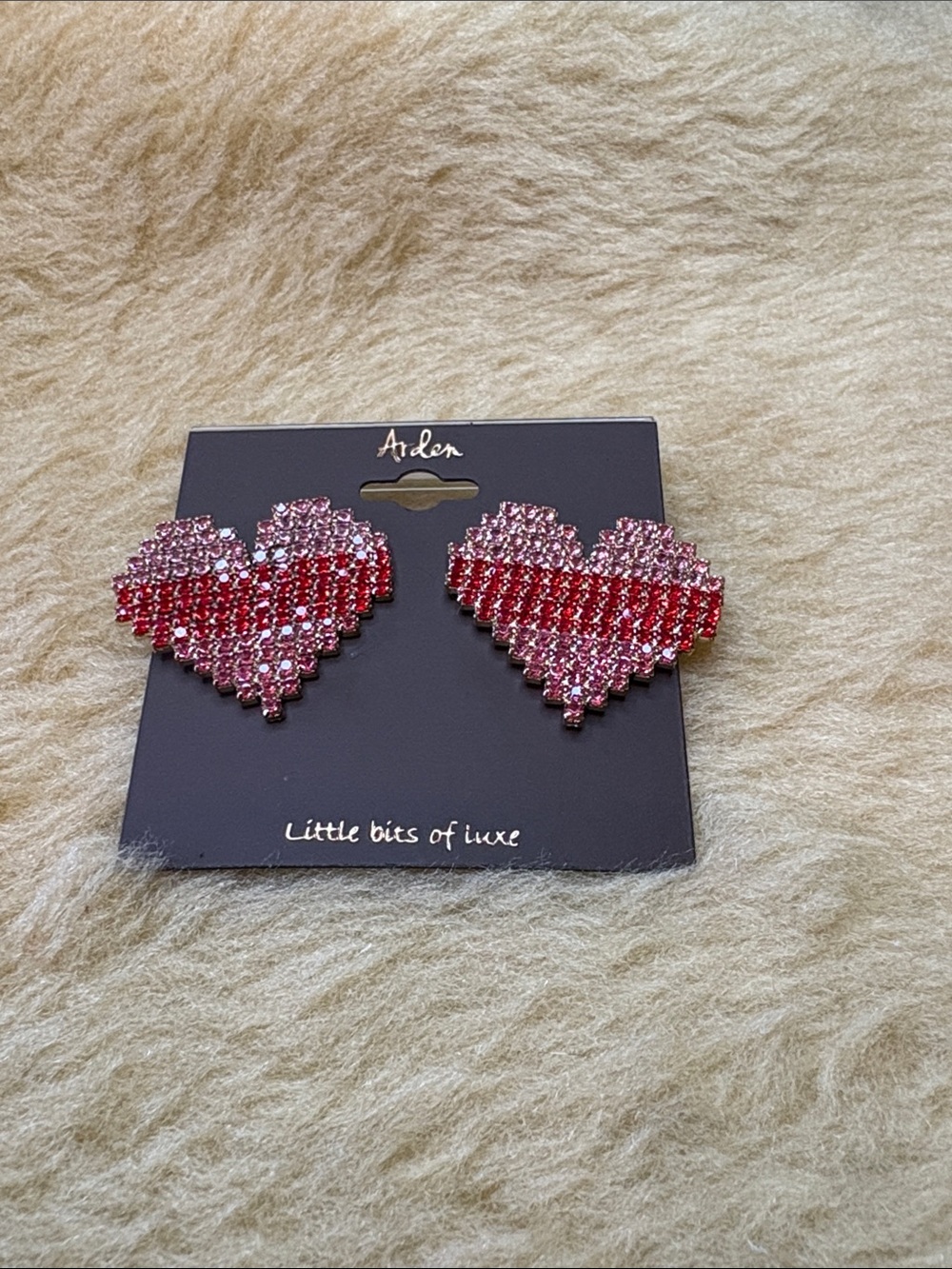 Arden Pink & Red Crystal Heart Stud Earrings - Picture 2 of 4